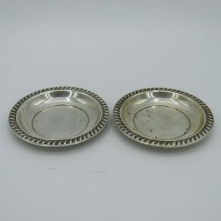 Set Of 2 Vintage Sterling Silver Trinket Dish Tray Plates 3.  25 " Wide 39.  7 Grams