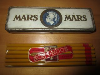 1950s Mars J.  S.  Staedtler Tin Pencil Box With Koh - I - Noor Pencils