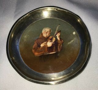 Portrait Miniature Of A Monk Set In Silver
