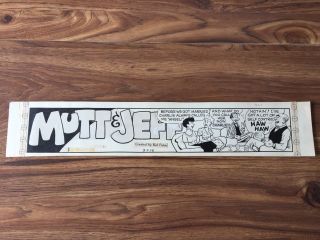Mutt And Jeff By Al Smith - Signed 1958 Comic Strip Art Pen Ink 3/9/58