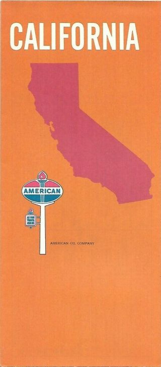 1970 American Oil Road Map California Route 66 Los Angeles Sacramento San Diego