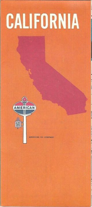 1968 American Oil Road Map California Route 66 Los Angeles Sacramento San Diego