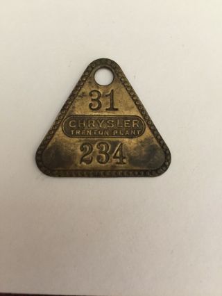Vintage Tool Check Brass Tag: Chrysler Trenton Michigan Factory