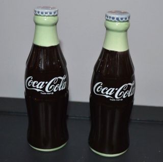 Vtg Collectible Coca Cola Salt Pepper Shakers Coke Ceramic 5 1/2 " Ht
