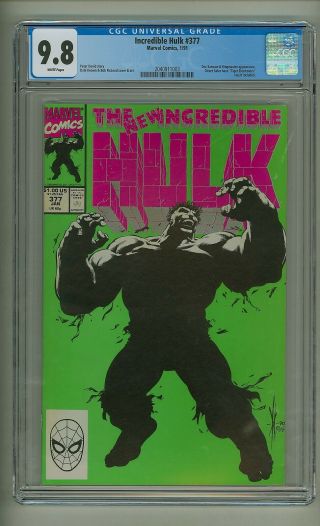 Incredible Hulk 377 (cgc 9.  8) White Pgs; 1st All - Hulk; Marvel; 1991 (c 24145