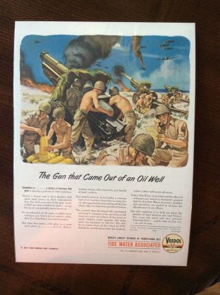 1943 Vintage Color Ad Veedol Oil Ammunition Wwii Theme