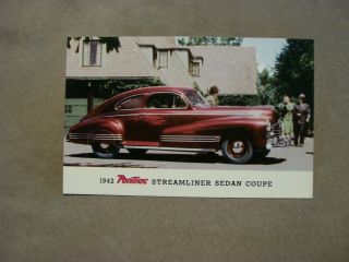 Auto Dealer Color Postcard 1942 Pontiac Streamliner Sedan Coupe