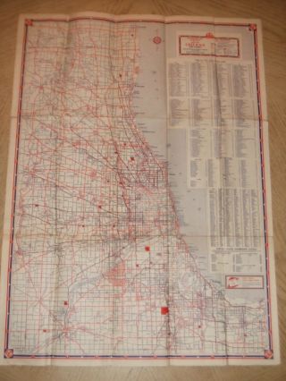 VINTAGE 1941 Standard Oil Gas Chicago Illinois City Street Road Map Red Crown IL 3