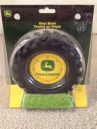 John Deere Tractor Tire Vinyl Coin Bank Nip
