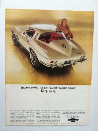 1965 Chevrolet Corvette Sting Ray 10,  9,  8,  7,  6,  5 Keep Going Chevy Vette Ad