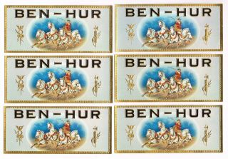 6 Cigar Box Labels 1920s Ben Hur Classic Roman Rome Embossed Bronzed
