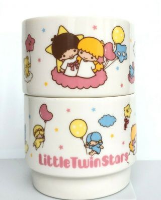 Little Twin Stars Kiki Lala Stacking Mugs Retro Rare Kawaii Tea Cup Sanrio