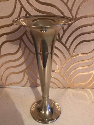 Pretty Mappin & Webb Art Deco Silver Plated Trumpet Vase - 20cm