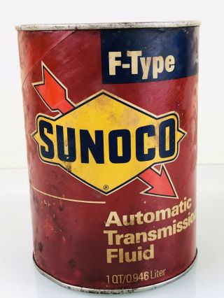 Sunoco F - Type Automatic Transmission Can 1 Quart Gas & Oil Advertising 17