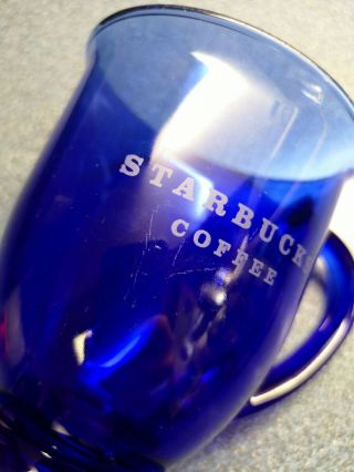 Starbucks Anchor Hocking cobalt blue pedestal coffee mug cup - 14oz 2