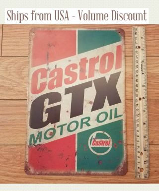 Castrol Motor Oil Sign Castrol Gtx Oil Castrol Lubricants Garage Shop Tin Sign