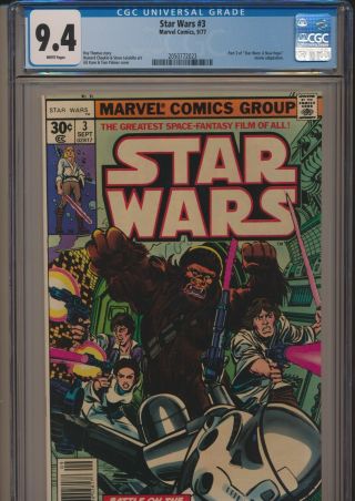Marvel Comics Star Wars 3 1977 Cgc 9.  4 White Pages 1st Print Movie Adaptation