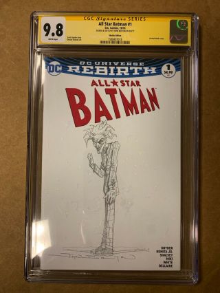 All Star Batman 1 Dc Joker Art Sketch & Signed John Bolton Cgc 9.  8