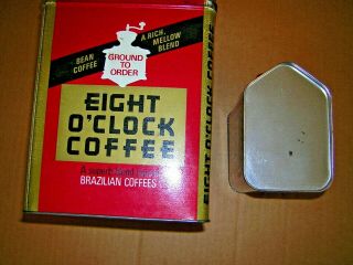 Vintage Eight O ' Clock Coffee Large Tin / Log Cabin Syrup Tin 2
