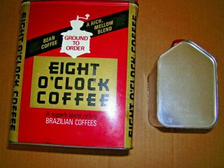 Vintage Eight O ' Clock Coffee Large Tin / Log Cabin Syrup Tin 4