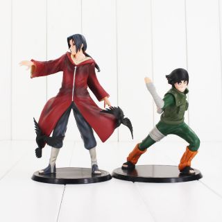 Naruto Shippuden Set Of 2 Figures Statue Figurine Anime Toys Pvc Rock Lee Uchiha