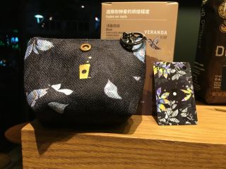 Starbucks China 2018 Mini Coffee Leaf Black Msr Card With Coin Bag