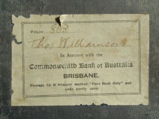 RARE ANTIQUE VINTAGE COMMONWEALTH BANK OF AUSTRALIA,  BRISBANE DEPOSIT PASS - BOOK 3