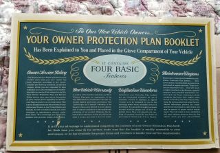 Vintage 1961 Dealership Owner Protection Showroom Sign Thick Stock