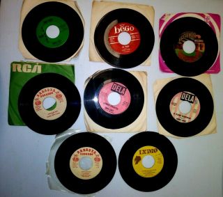 Eight Rare Vintage Isidro Lopez 45 Rpm Records All Songs Listed Below