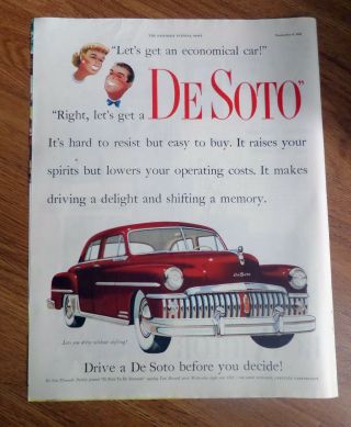 1950 Desoto Custom Sedan Ad Lets You Drive Without Shifting