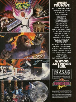 1991 Ad Universal Studios Orlando Florida Kongfrontation Back To Future Print Ad