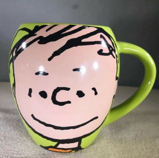 Charlie Brown Mug Green W/large Cute Face Peanuts Worldwide Llc 2010 Ceramic