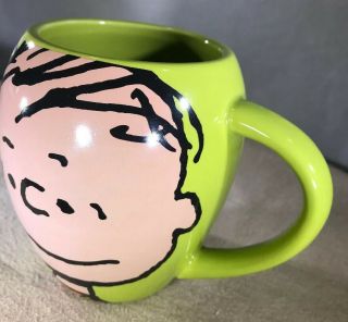 Charlie Brown Mug Green w/Large Cute Face Peanuts Worldwide LLC 2010 Ceramic 3