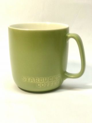 Starbucks 16oz Oversized Sage Green Bone China 2010 Coffee Mug Cup Embossed