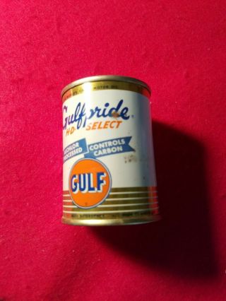Vintage Gulf Oil Gulfpride Miniature Tin Can Bank Advertising