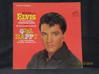 Elvis Presley " Girl Happy " Rare 1965 1st Press Soundtrack Lp Lsp3338.  Near