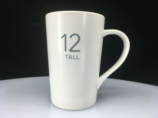 2011 Starbucks White Tall 12 Coffee Mug Cup Matte Finish Grey / Black Lettering