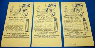 3 Vintage “don’t Kick Your Tires " Ink Blotters - A.  Schrader’s Son/brooklyn,  N.  Y.