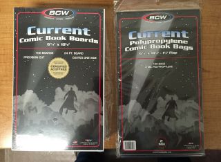 100,  Bcw Current Comic Book Bags (124) And Boards (119)