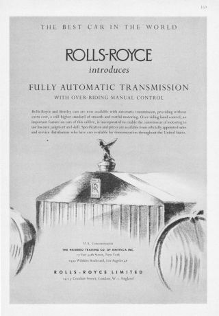 1953 Rolls - Royce Sedan Radiator Hood Ornament Art " Best Car In World " Print Ad