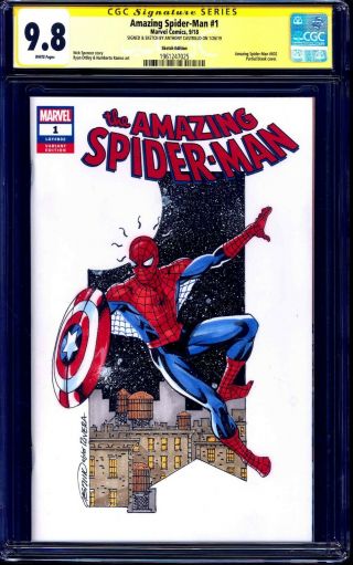 Spider - Man 1 Blank Cgc Ss 9.  8 Signed Sketch Anthony Castrillo