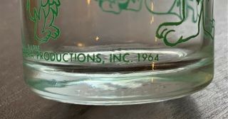 1964 Flinstones Childs Jelly Jar Glass - Bedrock Pet Show (Green) - Perfect Cond 3