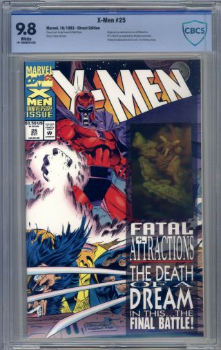 X - Men (1991) 25 Cbcs 9.  8 Kubert Cover W/hologram,  Magneto Removes Adamantium