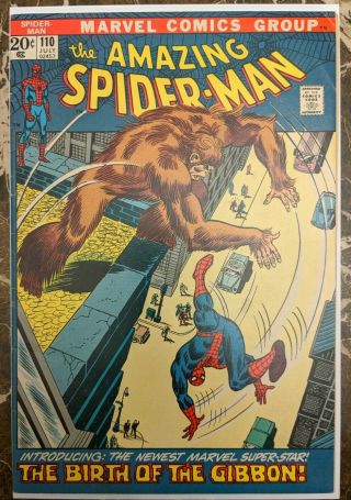 The Spider - Man 110 Marvel Bronze Comic 1st Gibbon,  Last Stan Lee Story