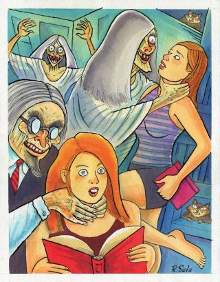 Richard Sala Watercolor & Ink Art 11x14 Monsters Illustrated Horror