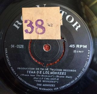 The Monkees - Chile Rare Single Rca 45 Rpm 7 " 1967 Theme From Monkees Ex