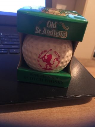 Old St.  Andrews Scotch Whisky Golf Ball Decanter Bottle W/ Box 2 " X 2 "