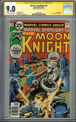 Marvel Spotlight 29 Cgc 9.  0 Ss Stan Lee Moon Knight Vs Conquer - Lord Kirby Cover