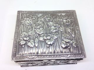 Antique Vintage Silver Metal Jewellery Box/trinket Box Seal Fob Box