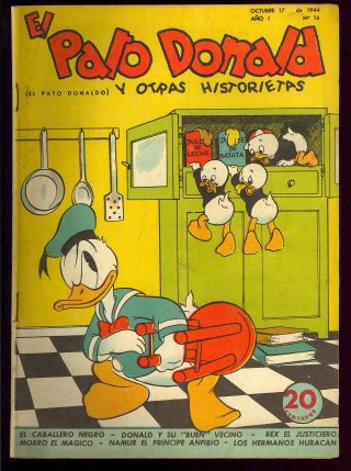 Donald Duck V1 14 Rare Sub - Mariner Foreign Ed.  Carl Barks Disney 1944 Vg - Fn